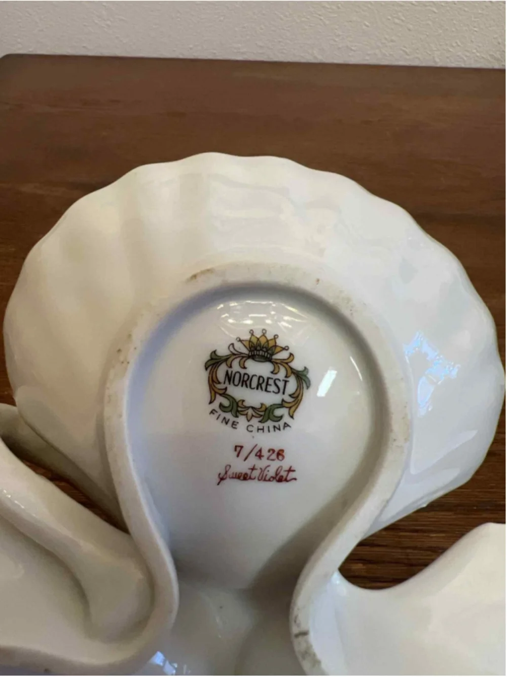 Norcrest Fine China Sweet Violet 3 Section Clover Dish Handle Vintage Japan